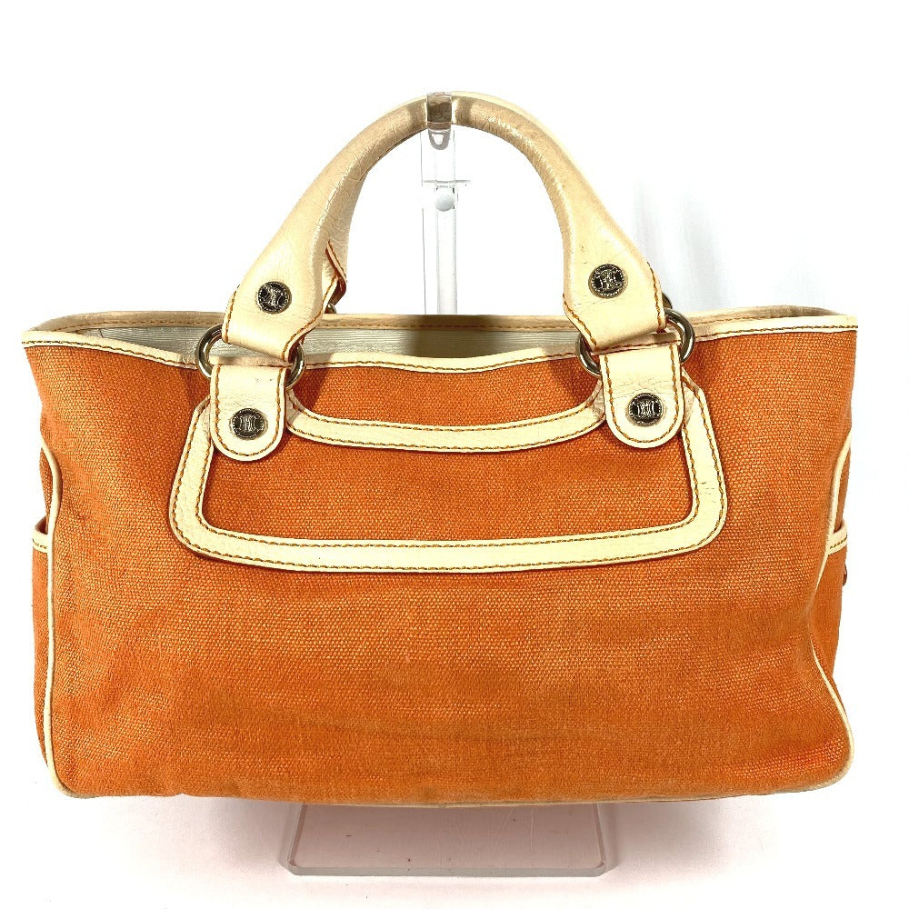 CELINE フリンジ タッセル ロゴ マカダム ブギーバッグ トートバッグ カバン ハンドバッグ レザー/キャンバス レディース オレンジ