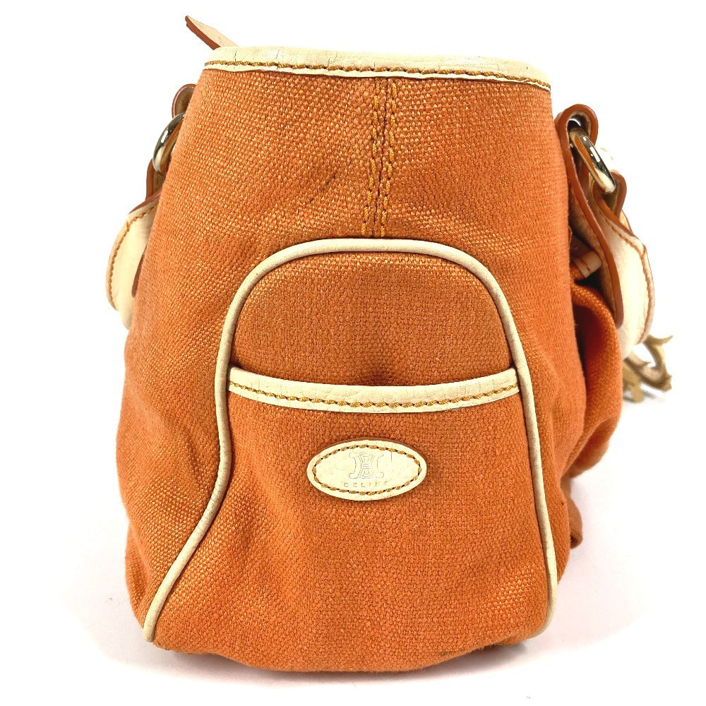 CELINE フリンジ タッセル ロゴ マカダム ブギーバッグ トートバッグ カバン ハンドバッグ レザー/キャンバス レディース オレンジ