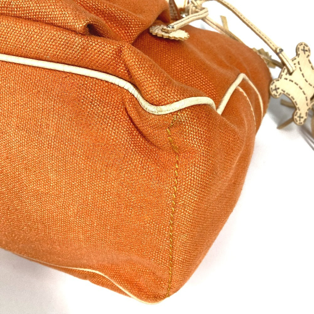 CELINE フリンジ タッセル ロゴ マカダム ブギーバッグ トートバッグ カバン ハンドバッグ レザー/キャンバス レディース オレンジ