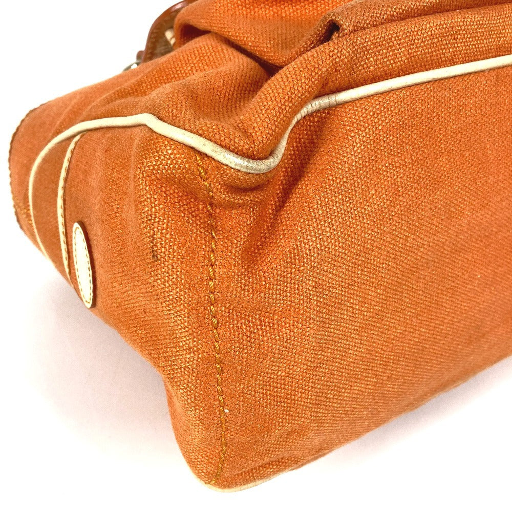 CELINE フリンジ タッセル ロゴ マカダム ブギーバッグ トートバッグ カバン ハンドバッグ レザー/キャンバス レディース オレンジ