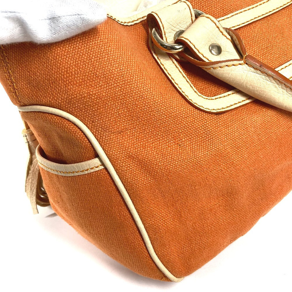 CELINE フリンジ タッセル ロゴ マカダム ブギーバッグ トートバッグ カバン ハンドバッグ レザー/キャンバス レディース オレンジ