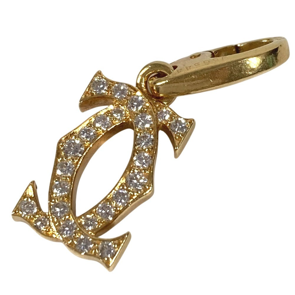 CARTIER Diamond Charm in 18K Gold with 2C Logo, Au750, Unisex, for Necklaces, Pendants, and More.