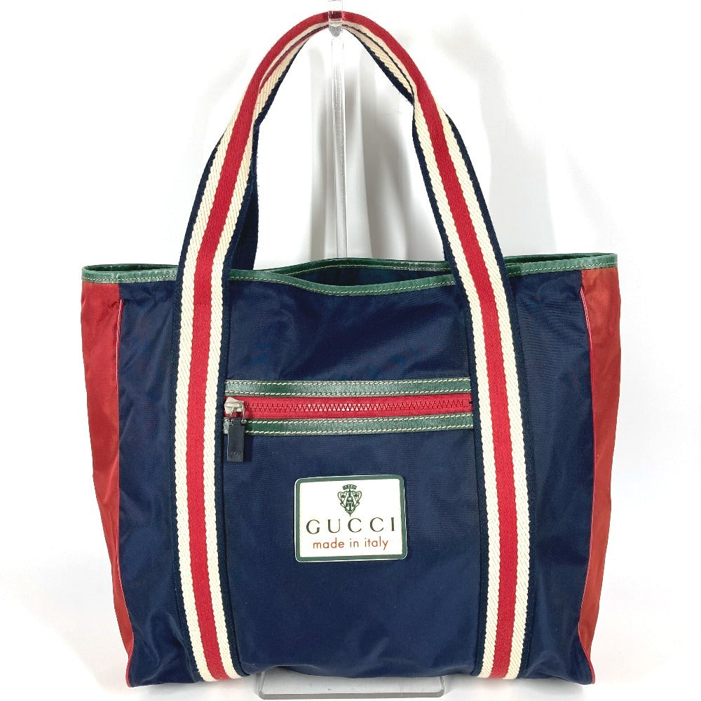 GUCCI 189665 Hysteria Logo Tote Bag, Vertical Shoulder Bag, Nylon, Unisex, Navy