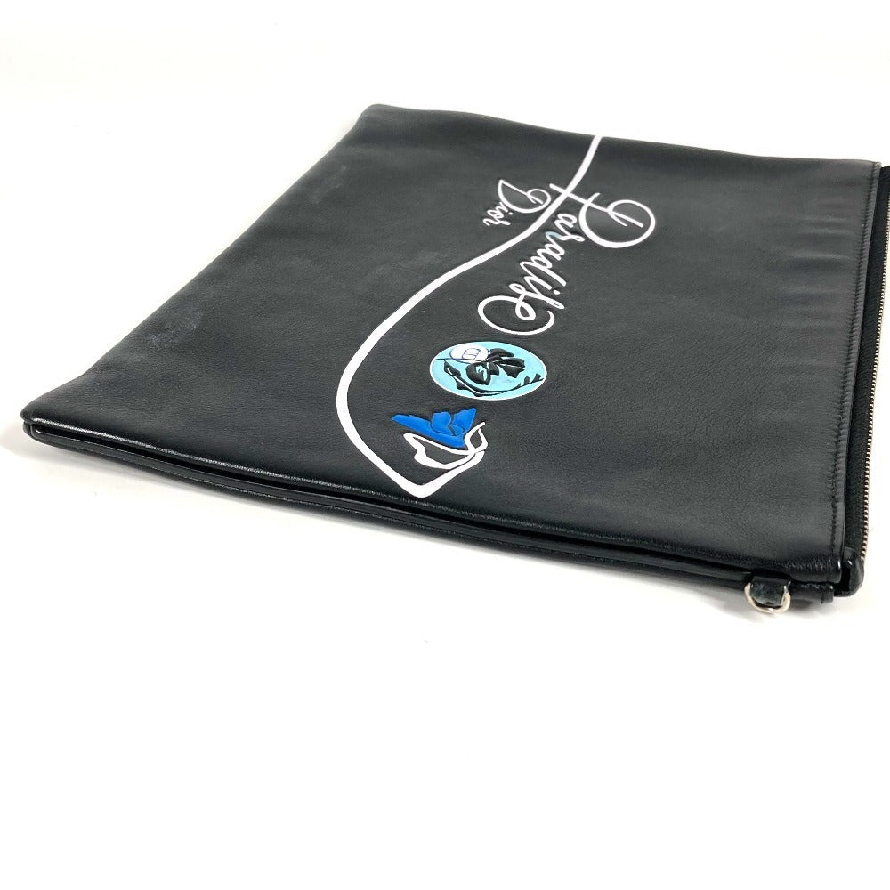 Dior ロゴ カバン セカンドバッグ ポーチ クラッチバッグ レザー ユニセックス ブラック