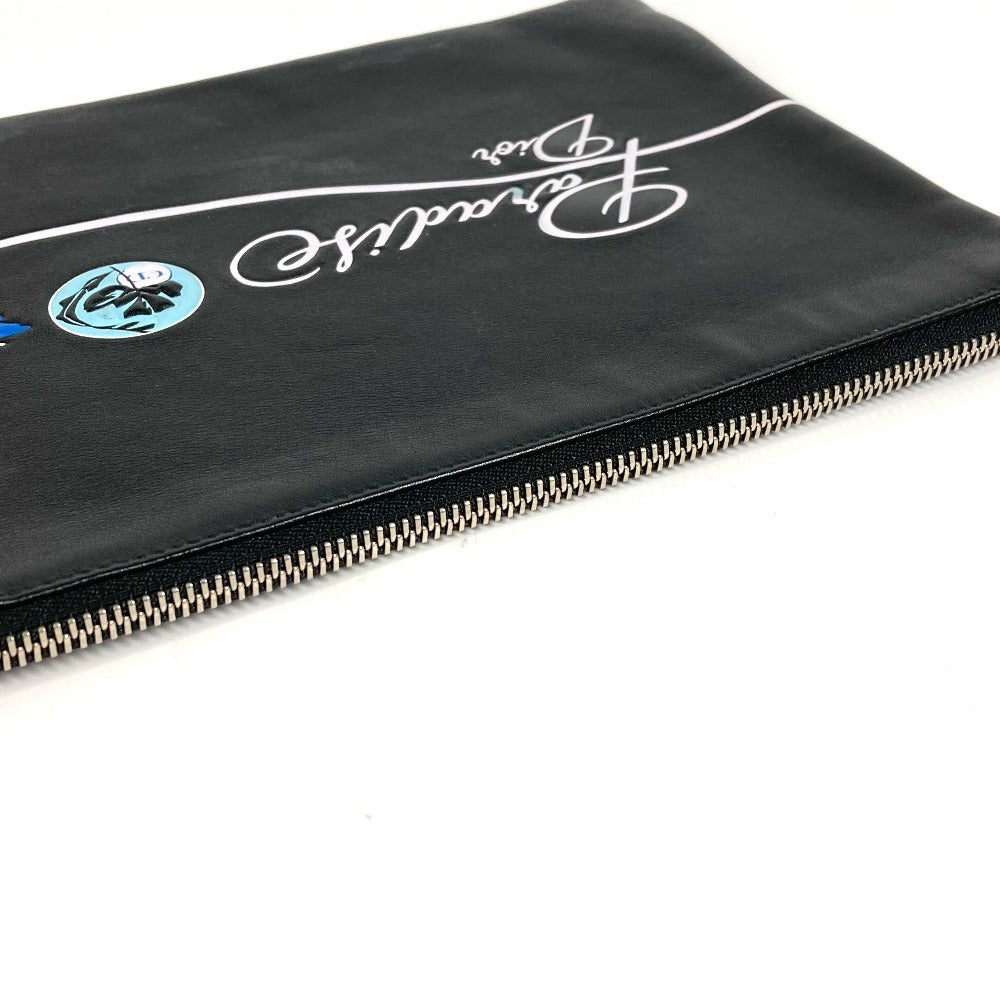 Dior ロゴ カバン セカンドバッグ ポーチ クラッチバッグ レザー ユニセックス ブラック