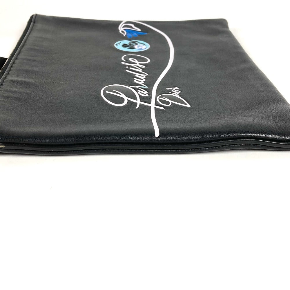 Dior ロゴ カバン セカンドバッグ ポーチ クラッチバッグ レザー ユニセックス ブラック