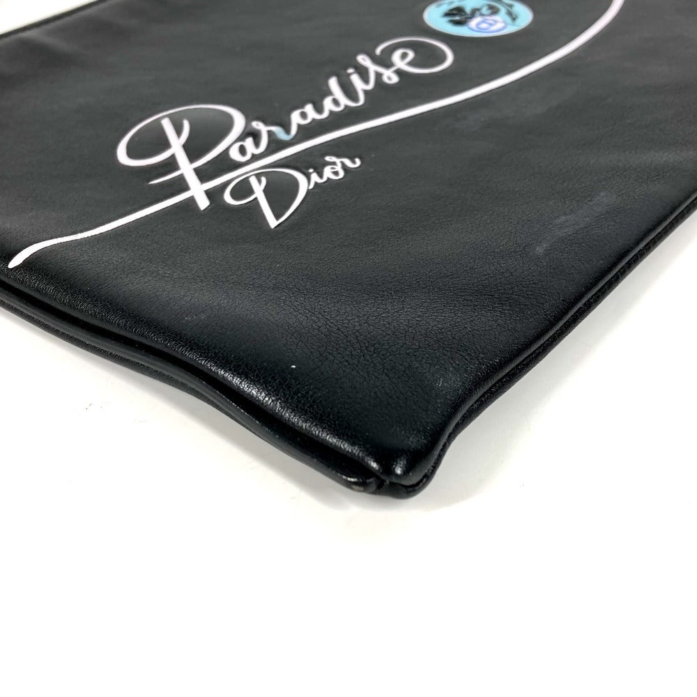 Dior ロゴ カバン セカンドバッグ ポーチ クラッチバッグ レザー ユニセックス ブラック