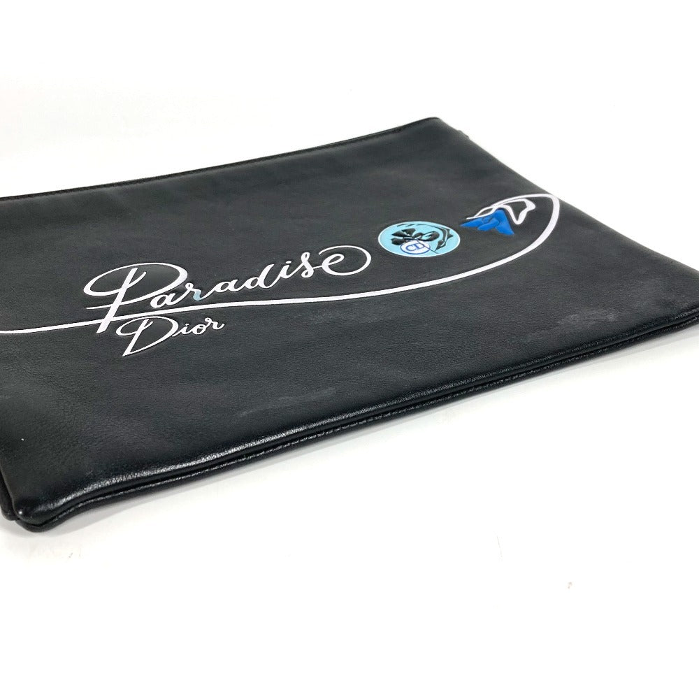 Dior ロゴ カバン セカンドバッグ ポーチ クラッチバッグ レザー ユニセックス ブラック