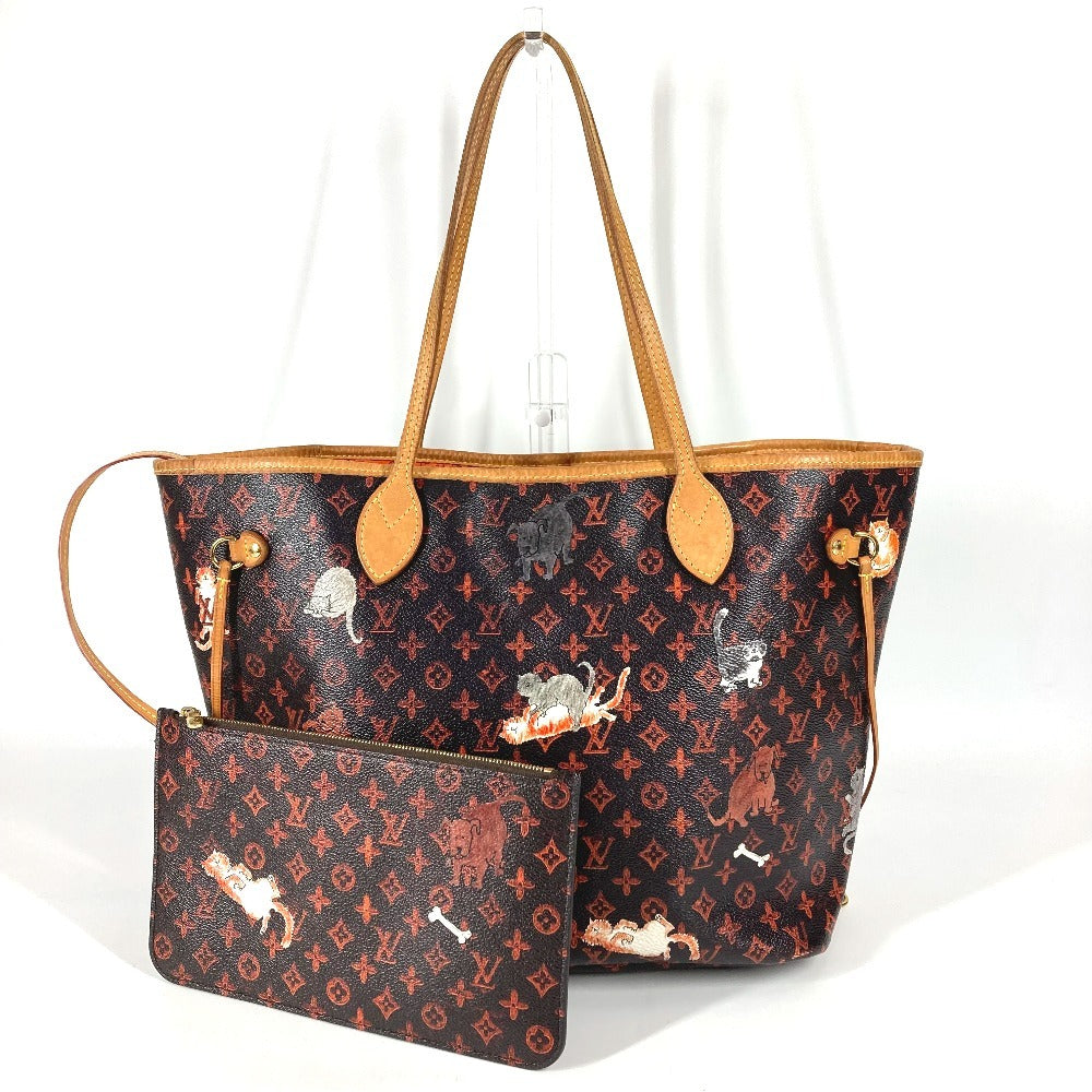 LOUIS VUITTON M44441 Transformed Monogram Cat Catgram Neverfull MM Shoulder Bag with Pouch, Monogram Canvas Tote Bag, Women's, Brown