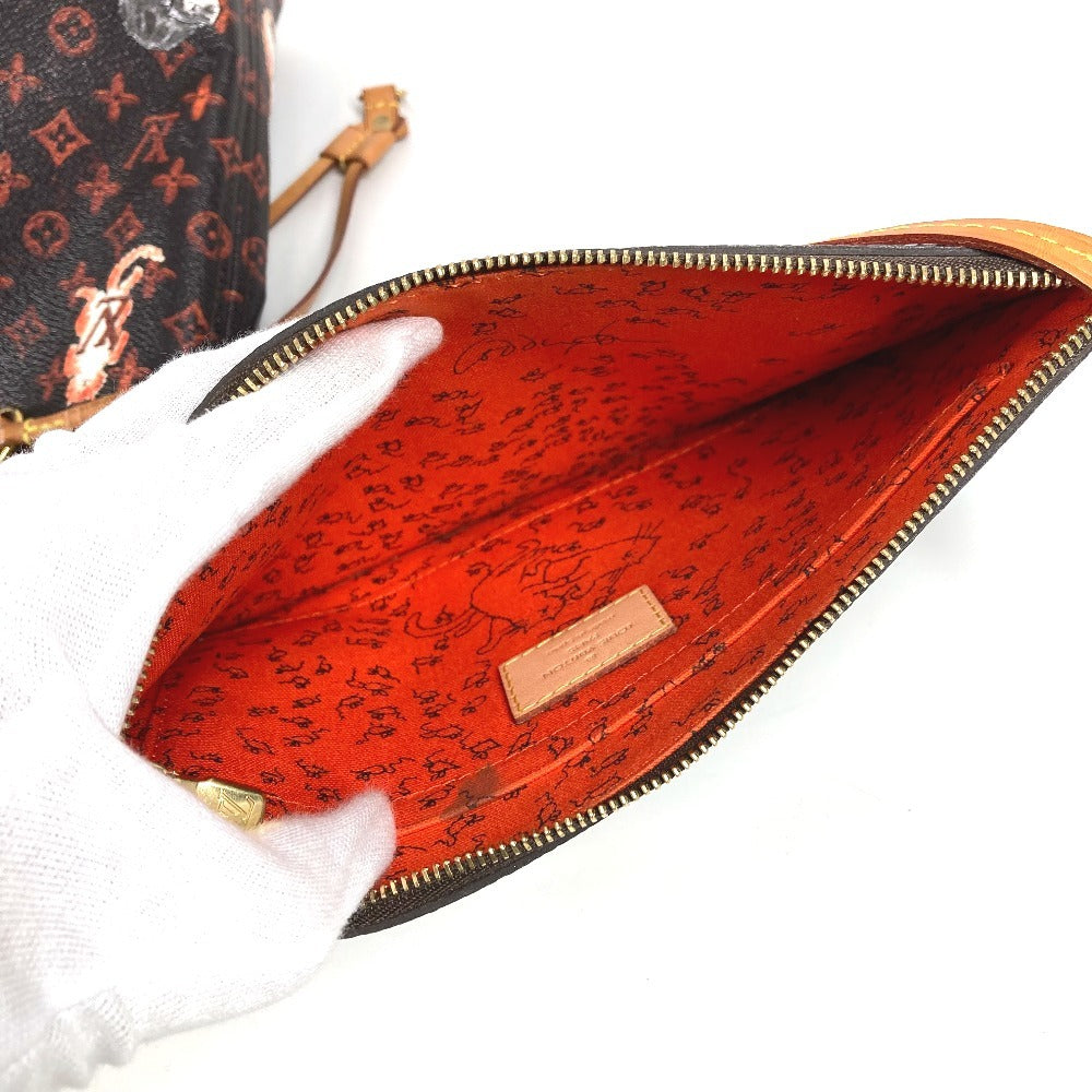 LOUIS VUITTON M44441 Transformed Monogram Cat Catgram Neverfull MM Shoulder Bag with Pouch, Monogram Canvas Tote Bag, Women's, Brown