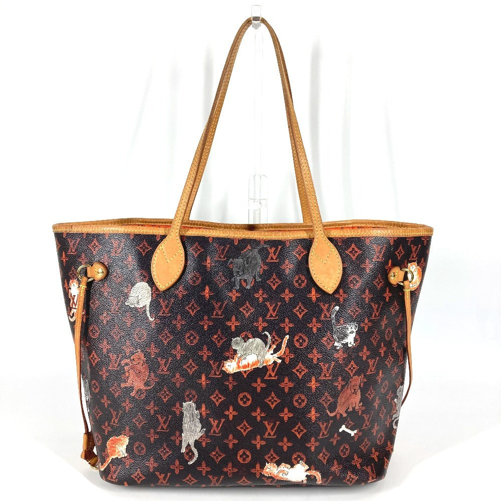 LOUIS VUITTON M44441 Transformed Monogram Cat Catgram Neverfull MM Shoulder Bag with Pouch, Monogram Canvas Tote Bag, Women's, Brown