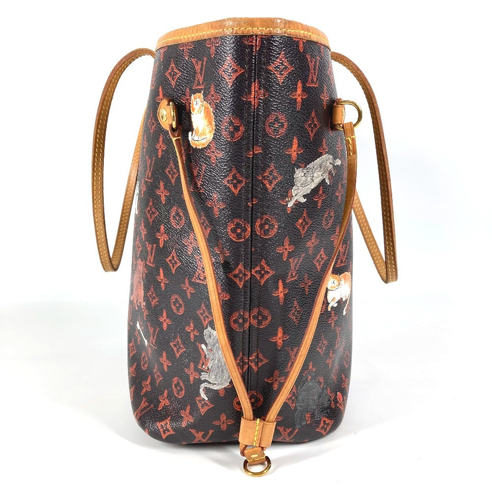 LOUIS VUITTON M44441 Transformed Monogram Cat Catgram Neverfull MM Shoulder Bag with Pouch, Monogram Canvas Tote Bag, Women's, Brown