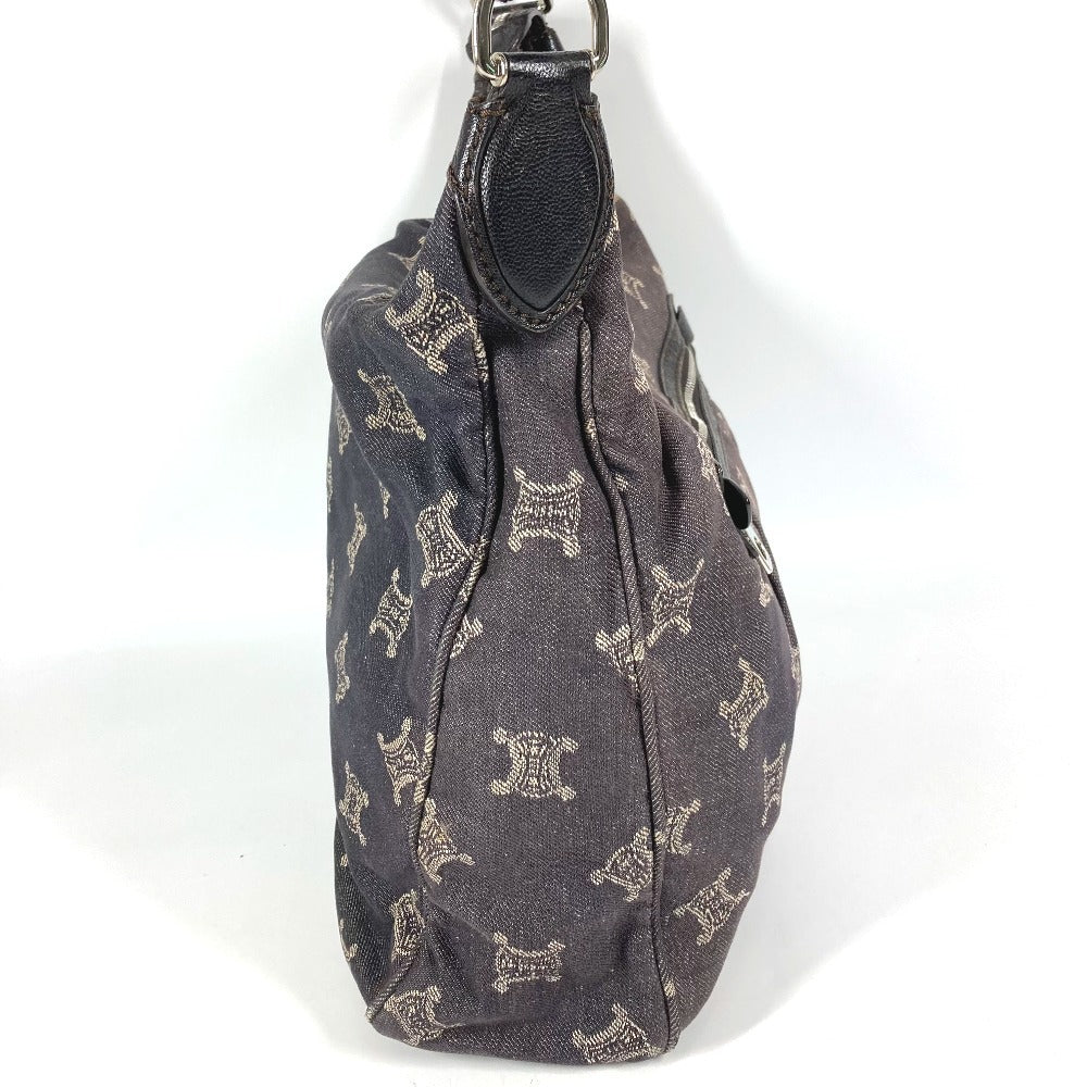 CELINE マカダム ロゴ カバン 斜め掛け ショルダーバッグ デニム ユニセックス ネイビー