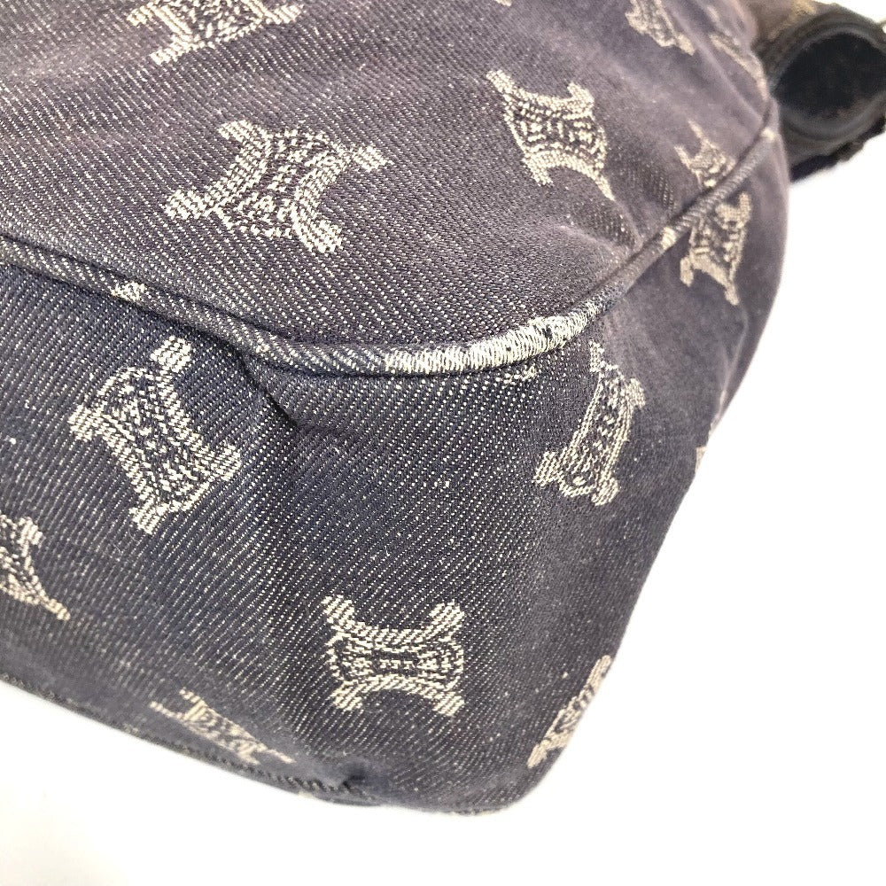 CELINE マカダム ロゴ カバン 斜め掛け ショルダーバッグ デニム ユニセックス ネイビー