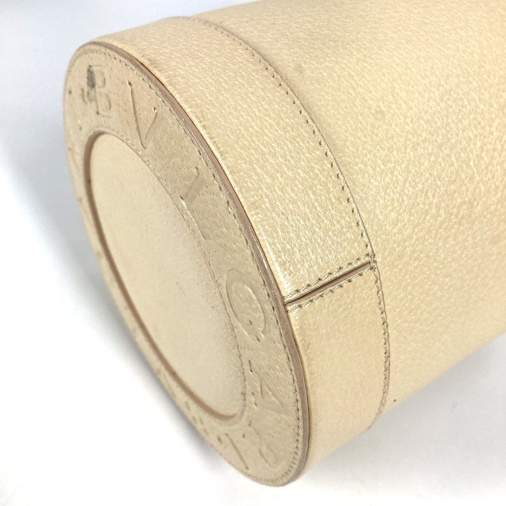 BVLGARI ビーゼロワン B-ZERO1 ロゴ カバン フラップ ドラム型 どらむ型 ショルダーバッグ レザー ユニセックス ホワイト