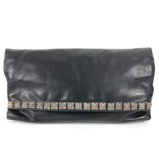 CHROME HEARTS Bi-fold Pyramid Stud Dagger Zip Clutch Bag, Leather, Unisex, Black