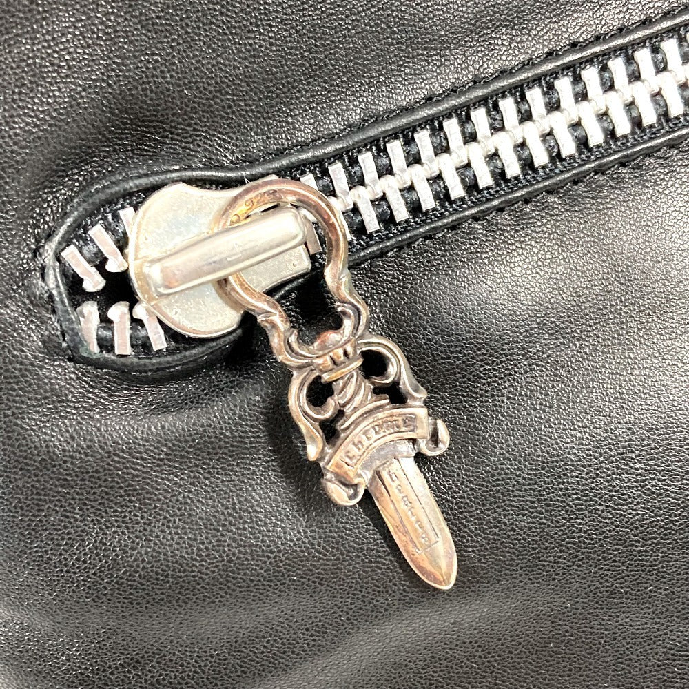 CHROME HEARTS Bi-fold Pyramid Stud Dagger Zip Clutch Bag, Leather, Unisex, Black