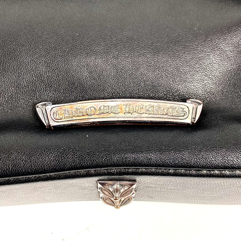 CHROME HEARTS Bi-fold Pyramid Stud Dagger Zip Clutch Bag, Leather, Unisex, Black