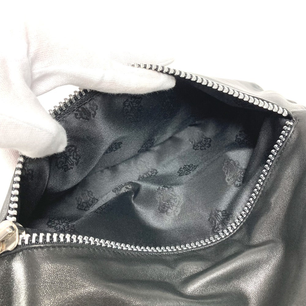 CHROME HEARTS Bi-fold Pyramid Stud Dagger Zip Clutch Bag, Leather, Unisex, Black