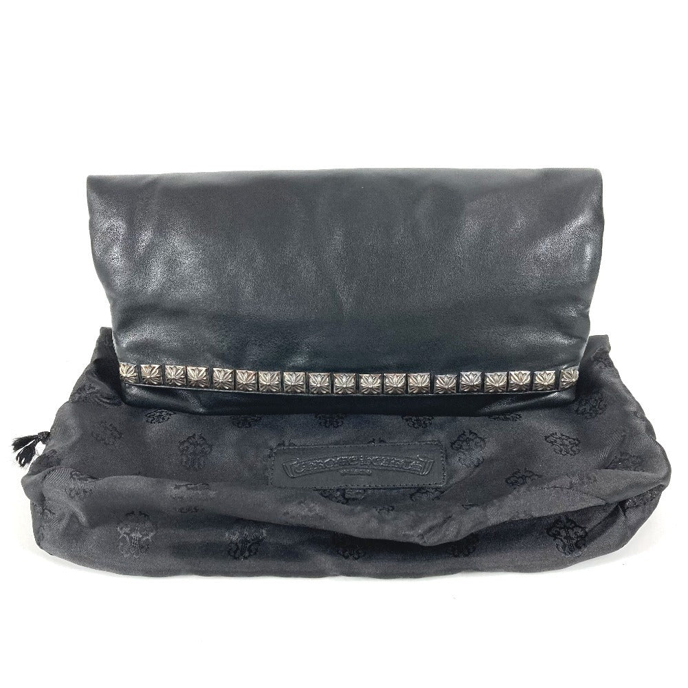 CHROME HEARTS Bi-fold Pyramid Stud Dagger Zip Clutch Bag, Leather, Unisex, Black