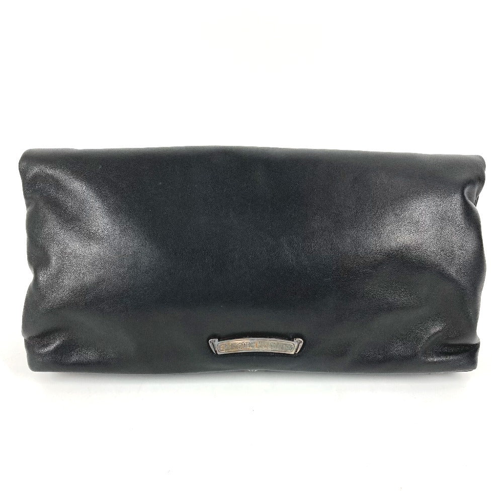 CHROME HEARTS Bi-fold Pyramid Stud Dagger Zip Clutch Bag, Leather, Unisex, Black