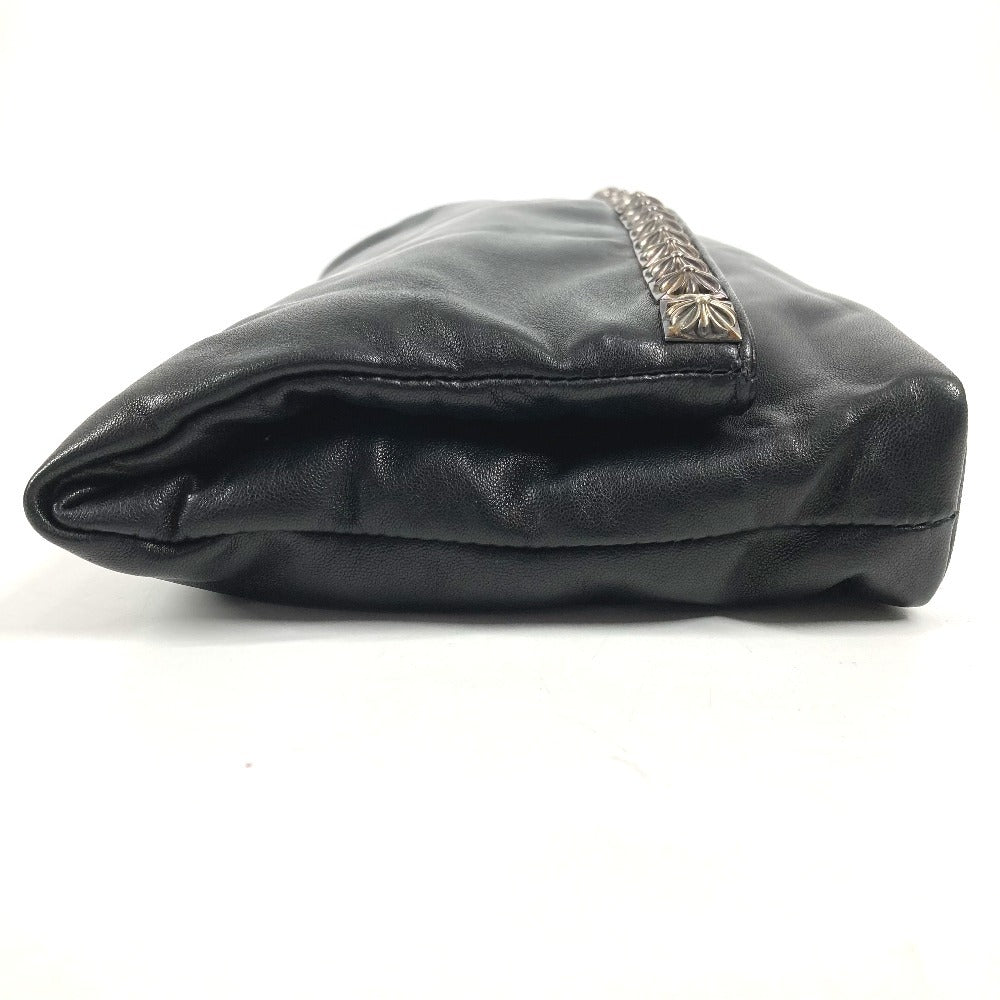 CHROME HEARTS Bi-fold Pyramid Stud Dagger Zip Clutch Bag, Leather, Unisex, Black