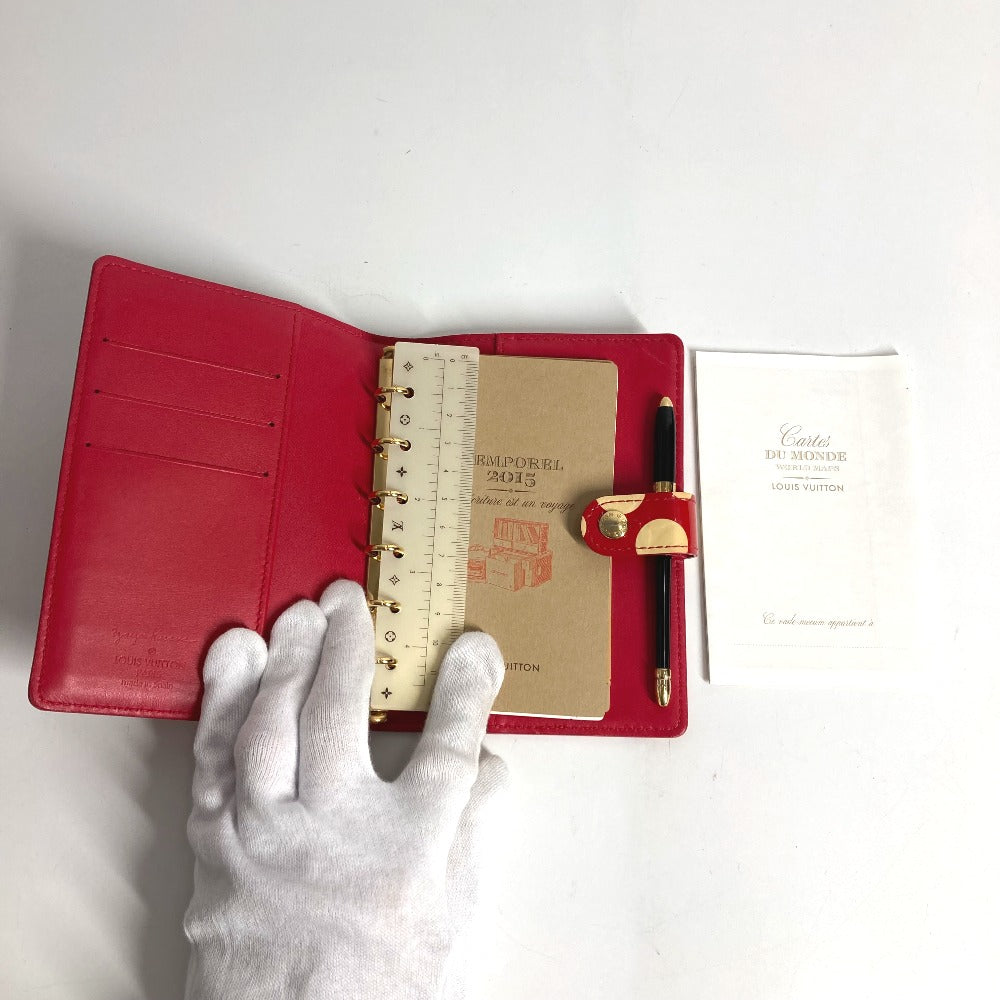 LOUIS VUITTON M91518 モノグラムヴェルニ 草間彌生コラボ アジェンダPM アジェンダ PM ボールペン付 システム手帳 ステーショナリー ドット 水玉 手帳カバー モノグラムヴェルニ レディース レッド