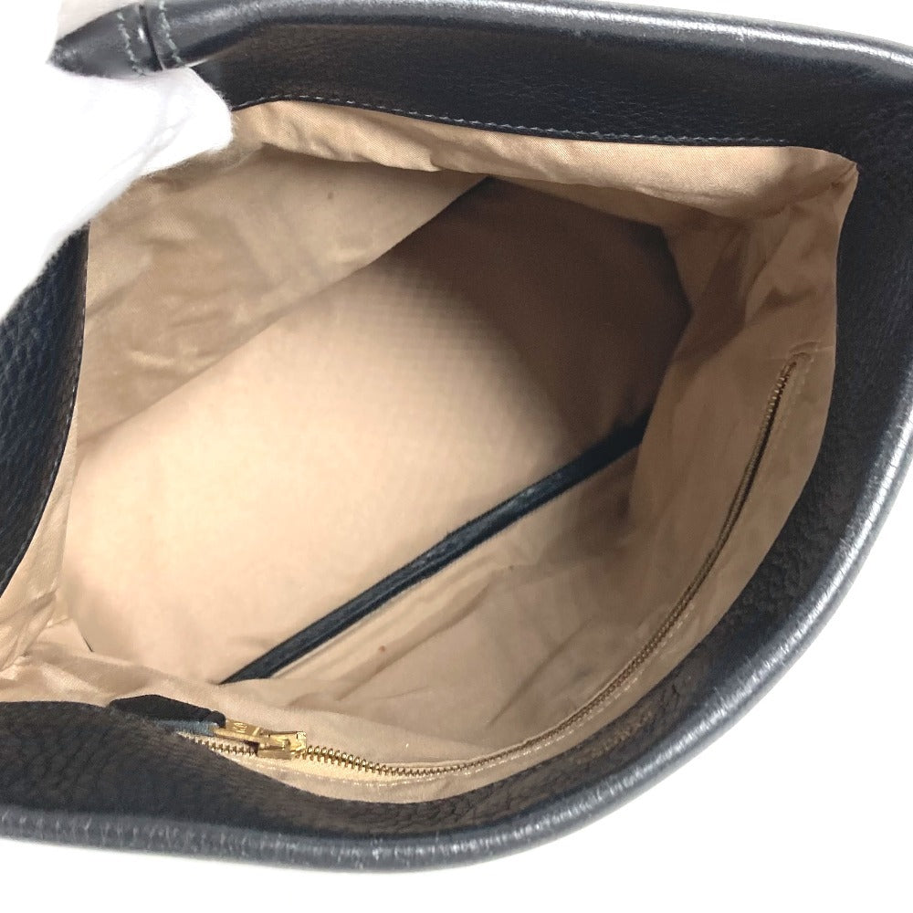 HERMES タール カバン セカンドバッグ ポーチ 2つ折り クラッチバッグ レザー ユニセックス ブラック