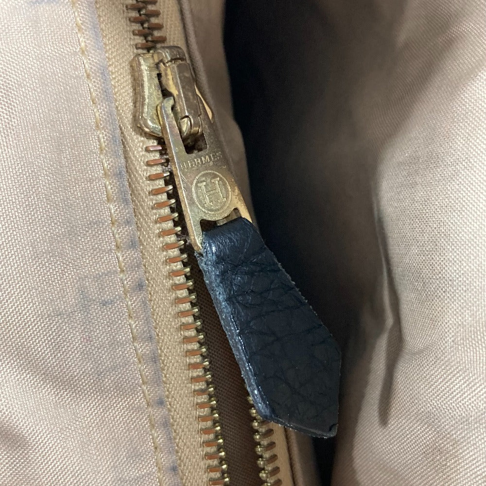 HERMES タール カバン セカンドバッグ ポーチ 2つ折り クラッチバッグ レザー ユニセックス ブラック
