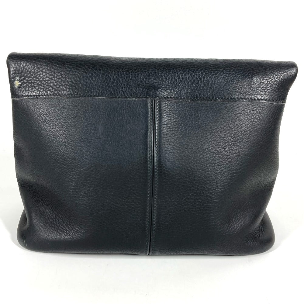 HERMES タール カバン セカンドバッグ ポーチ 2つ折り クラッチバッグ レザー ユニセックス ブラック