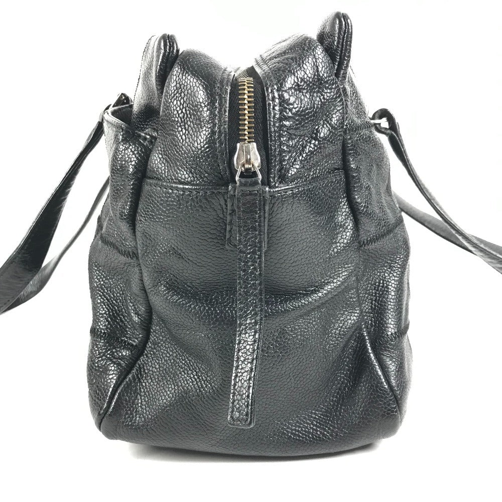 CHANEL Chocolate Bar CC Coco Mark Logo Shoulder Tote Bag Shoulder Bag Caviar Skin Unisex Black