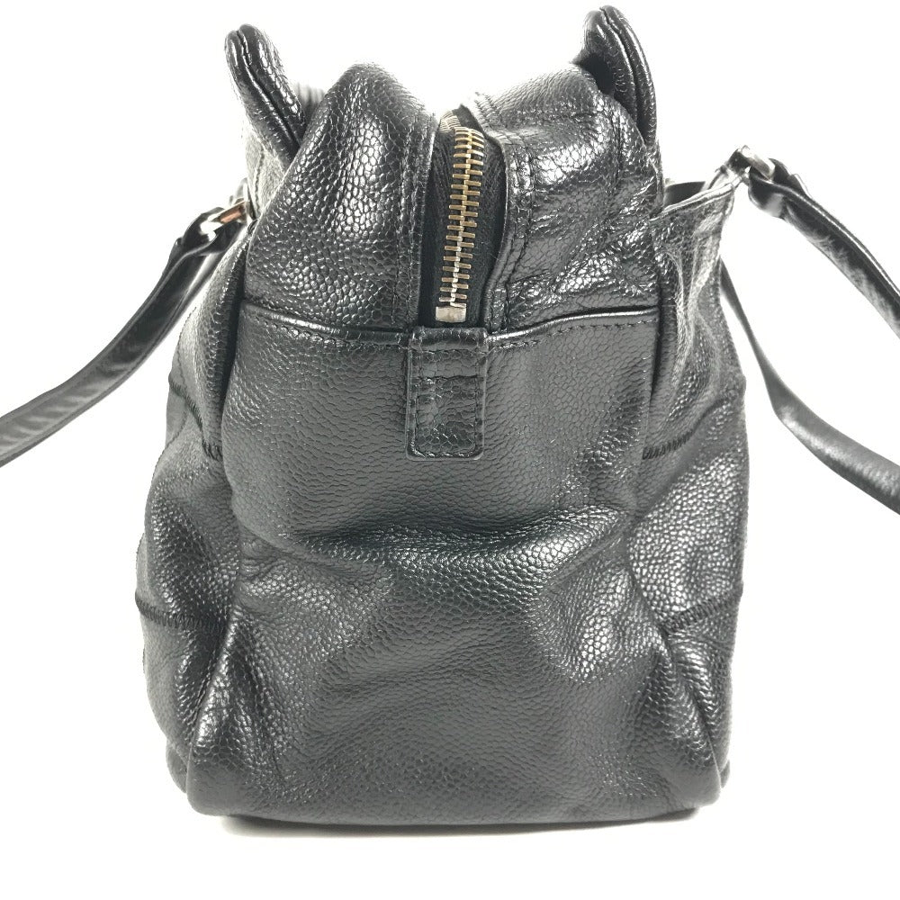 CHANEL Chocolate Bar CC Coco Mark Logo Shoulder Tote Bag Shoulder Bag Caviar Skin Unisex Black