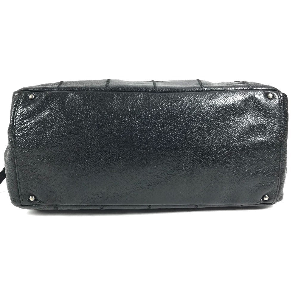 CHANEL Chocolate Bar CC Coco Mark Logo Shoulder Tote Bag Shoulder Bag Caviar Skin Unisex Black