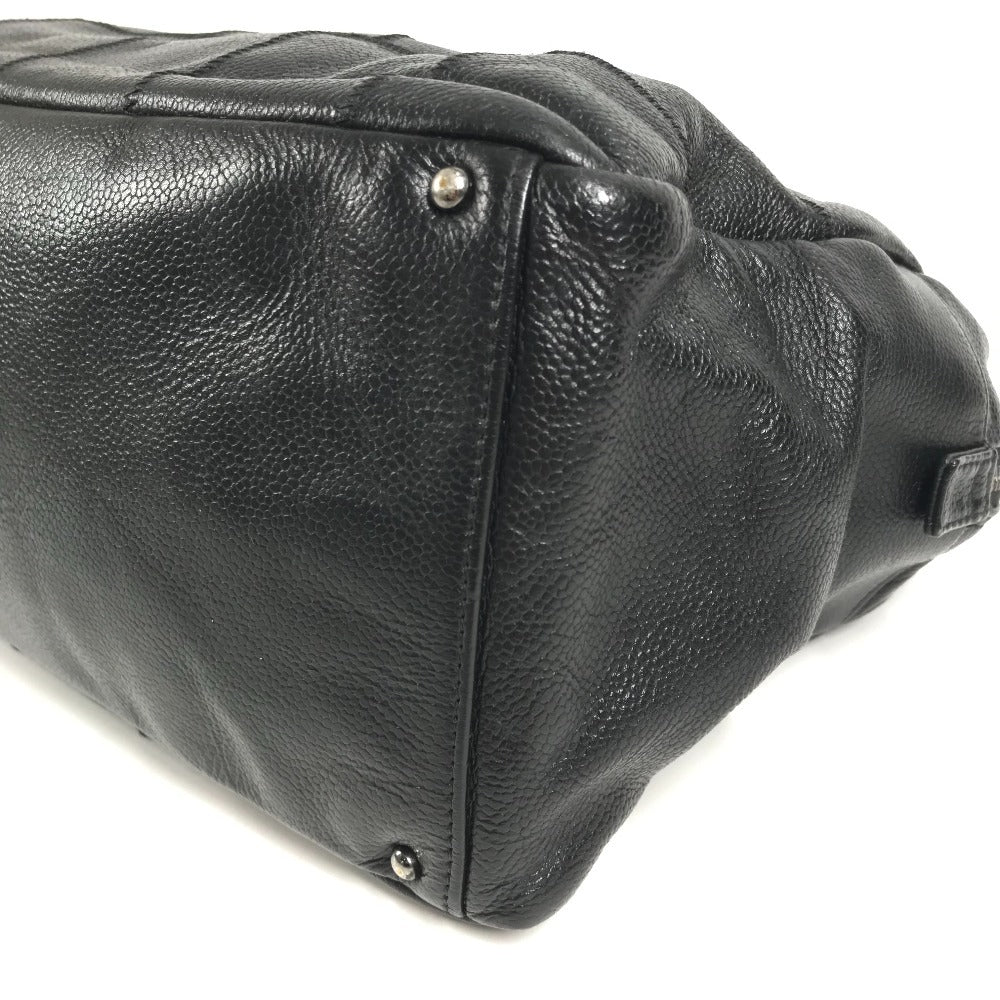 CHANEL Chocolate Bar CC Coco Mark Logo Shoulder Tote Bag Shoulder Bag Caviar Skin Unisex Black