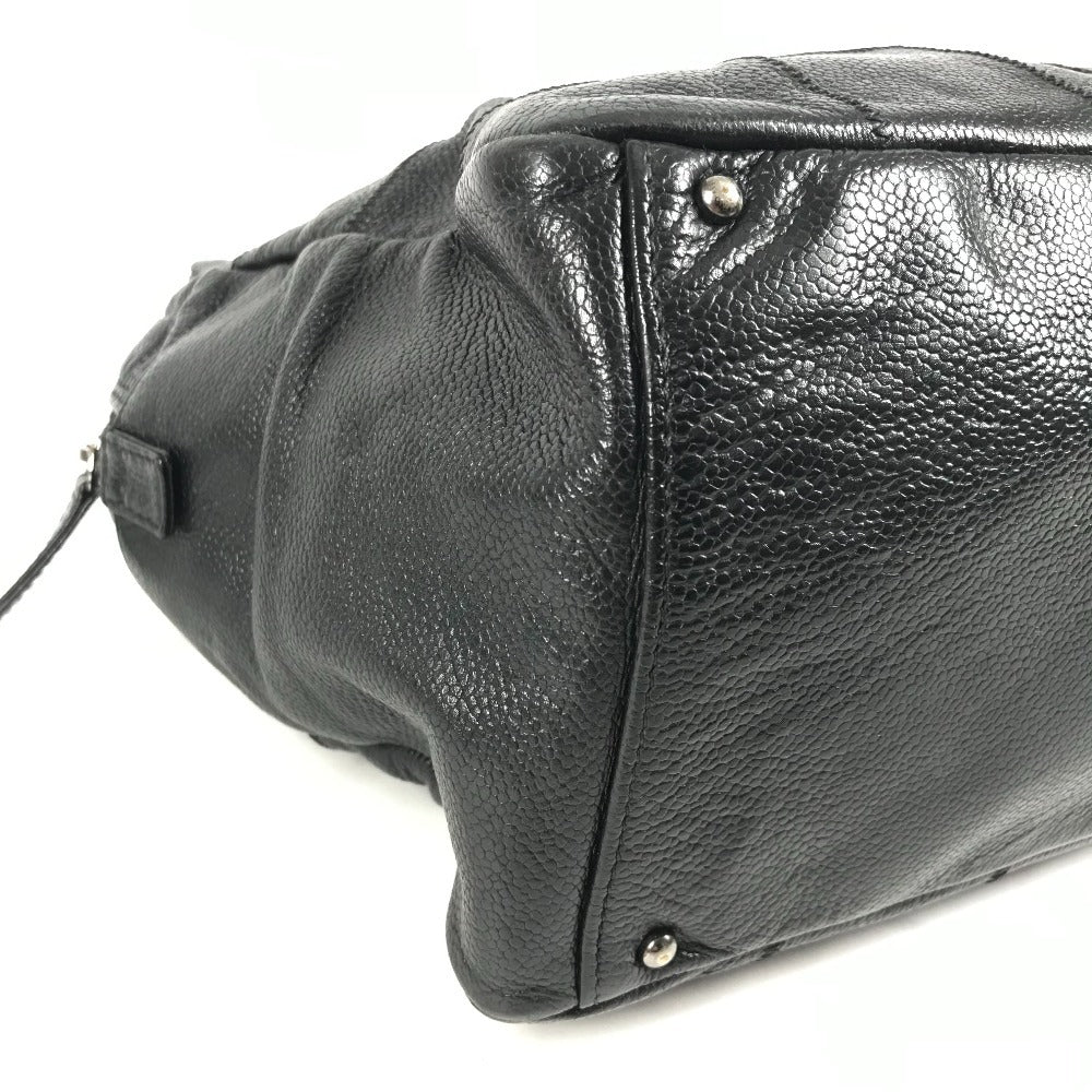 CHANEL Chocolate Bar CC Coco Mark Logo Shoulder Tote Bag Shoulder Bag Caviar Skin Unisex Black