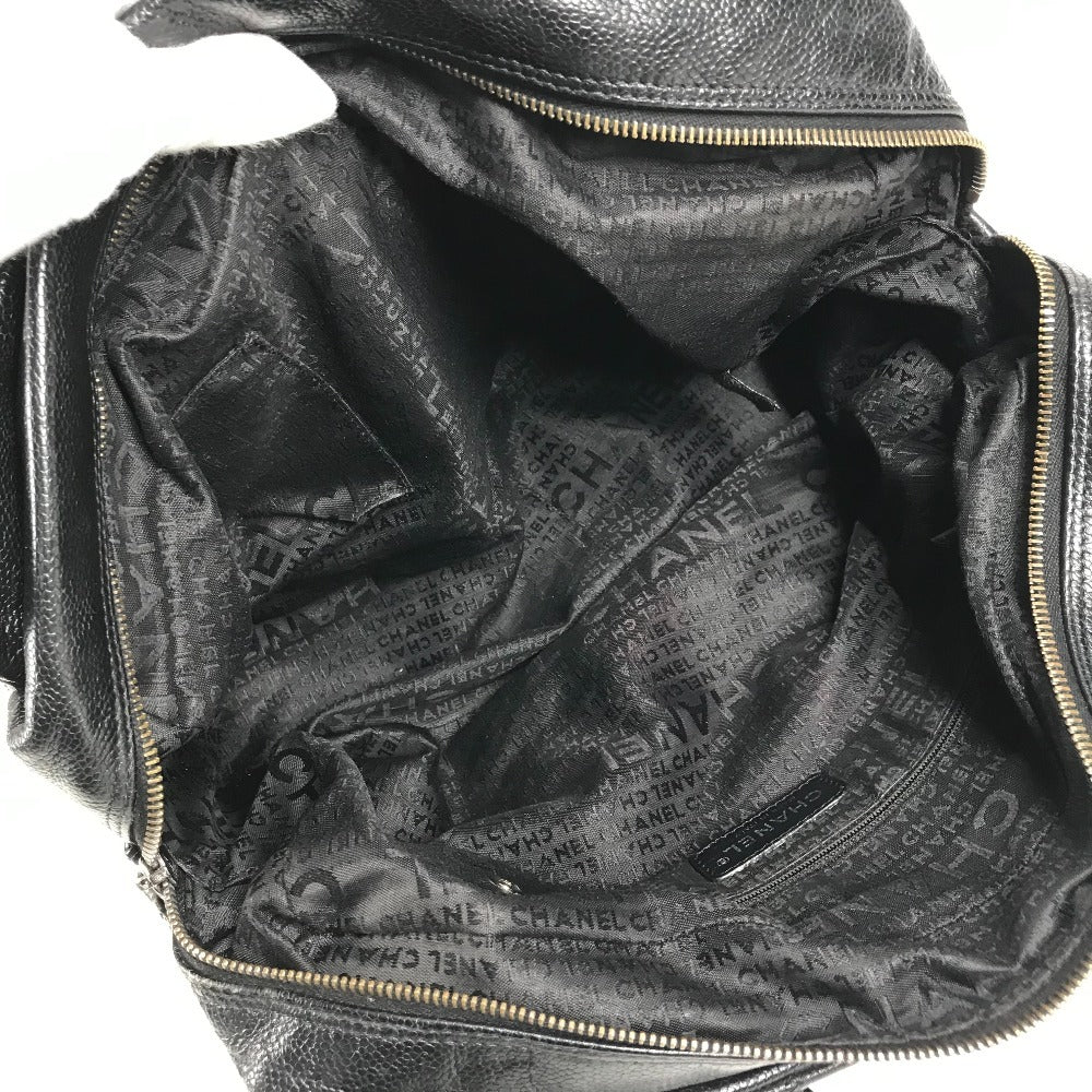 CHANEL Chocolate Bar CC Coco Mark Logo Shoulder Tote Bag Shoulder Bag Caviar Skin Unisex Black