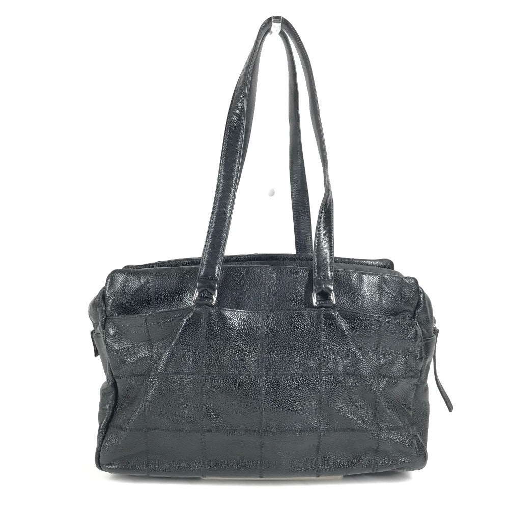 CHANEL Chocolate Bar CC Coco Mark Logo Shoulder Tote Bag Shoulder Bag Caviar Skin Unisex Black