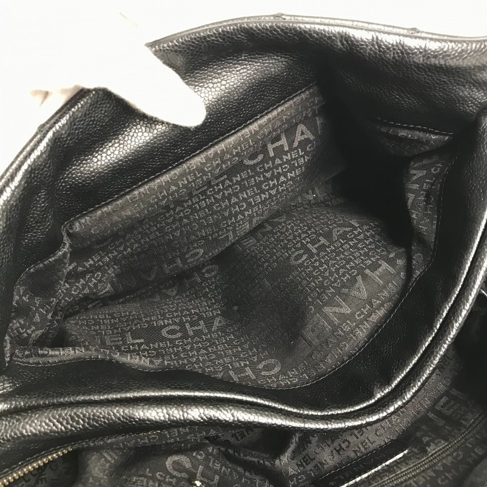 CHANEL Chocolate Bar CC Coco Mark Logo Shoulder Tote Bag Shoulder Bag Caviar Skin Unisex Black