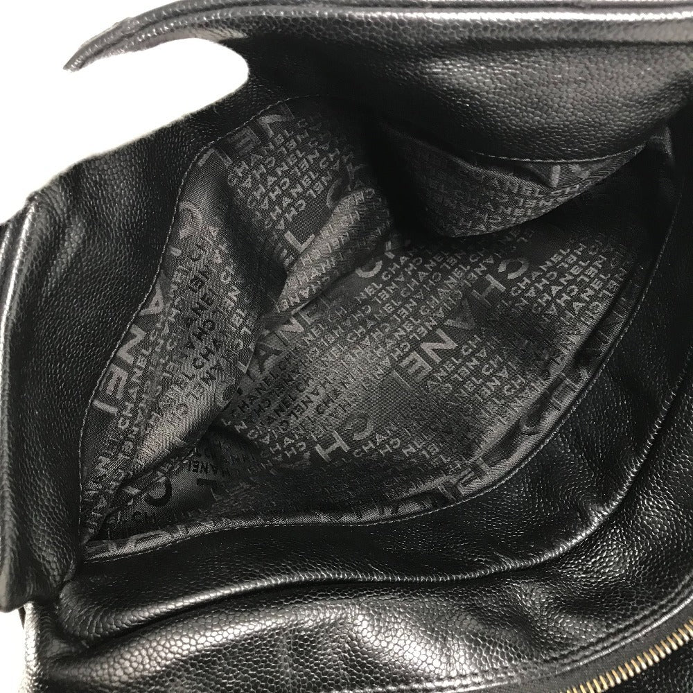 CHANEL Chocolate Bar CC Coco Mark Logo Shoulder Tote Bag Shoulder Bag Caviar Skin Unisex Black