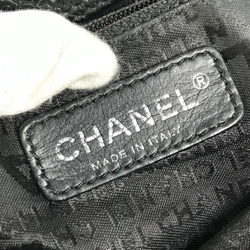 CHANEL Chocolate Bar CC Coco Mark Logo Shoulder Tote Bag Shoulder Bag Caviar Skin Unisex Black