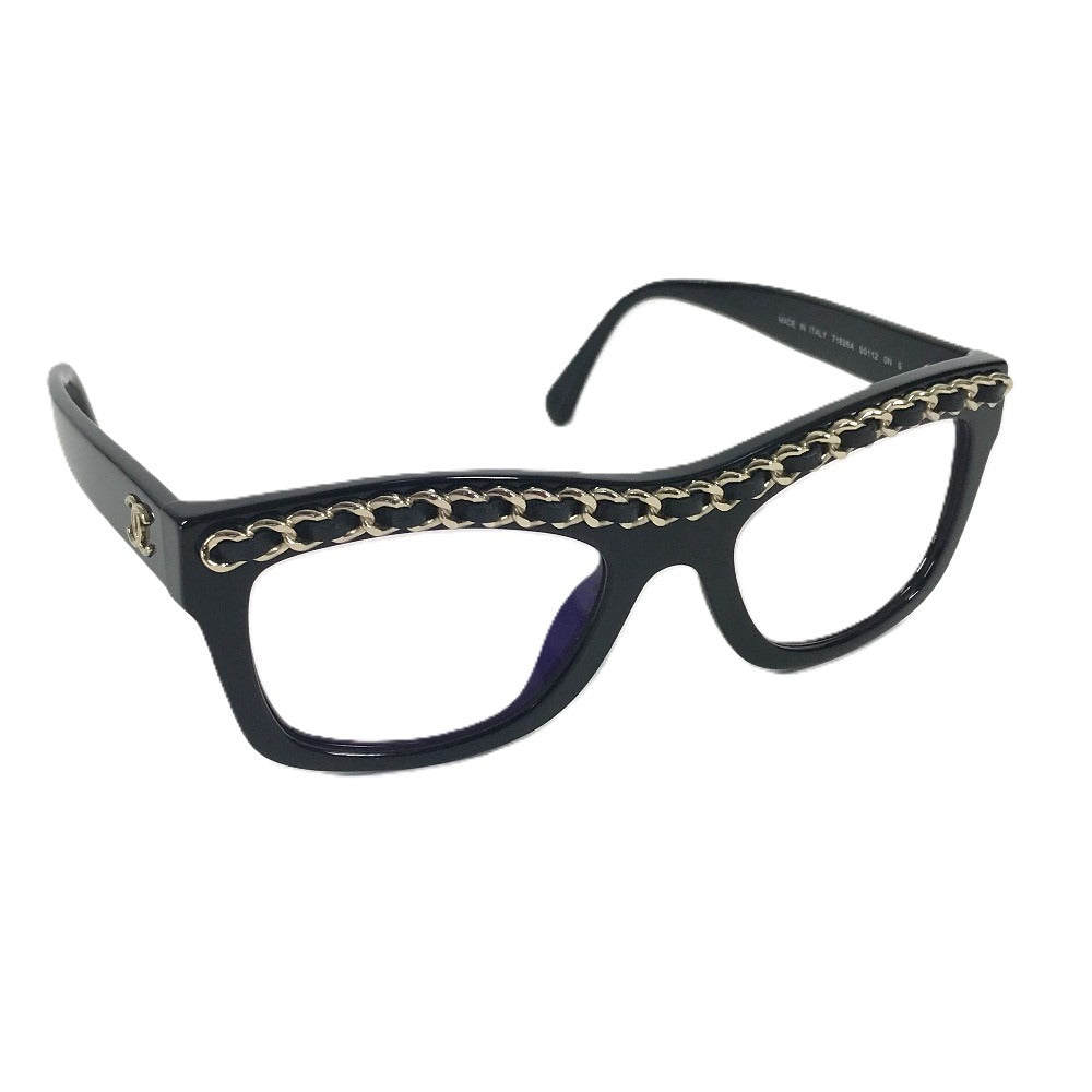 CHANEL 71626A チェーン CC ココマーク ロゴ めがね メガネ アイウェア 眼鏡 サングラス アセテート レディース ブラック
