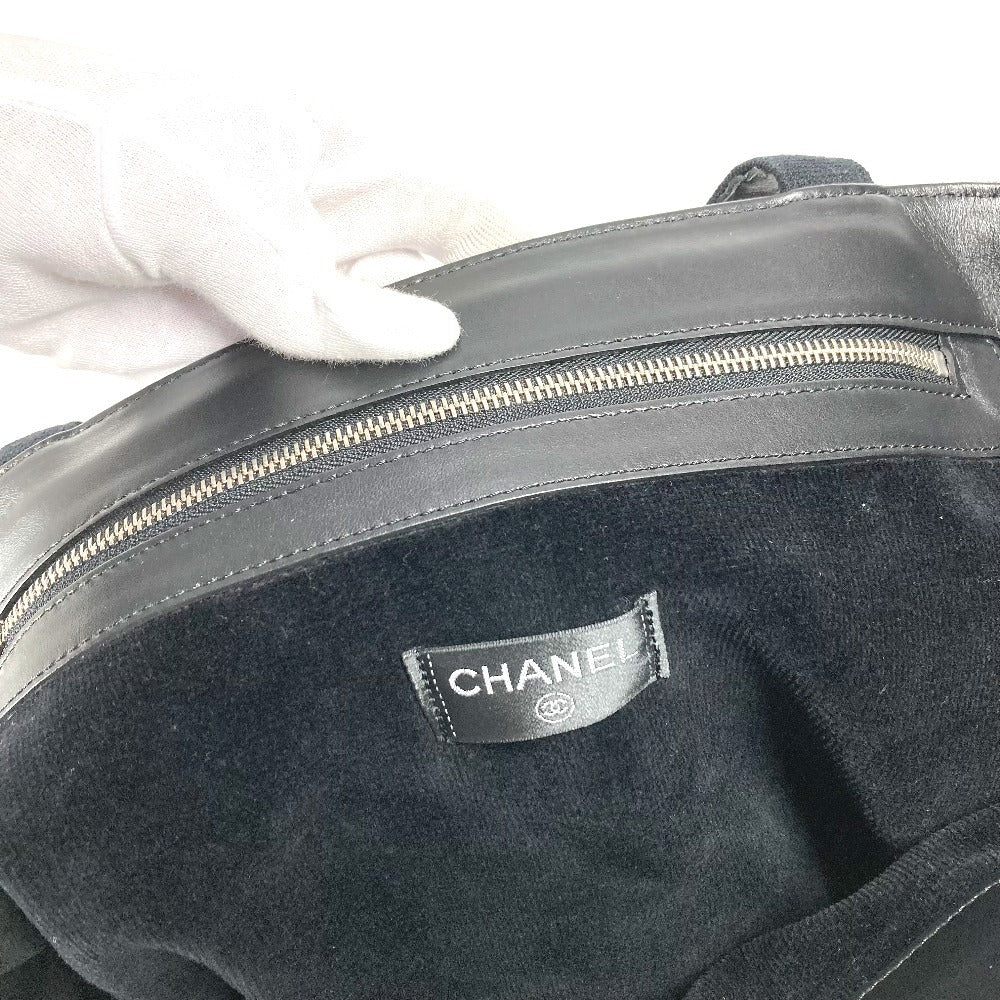 CHANEL ビーチバッグ パイル CC ココマーク ロゴ カバン 肩掛け ショルダーバッグ コットン レディース ブラック