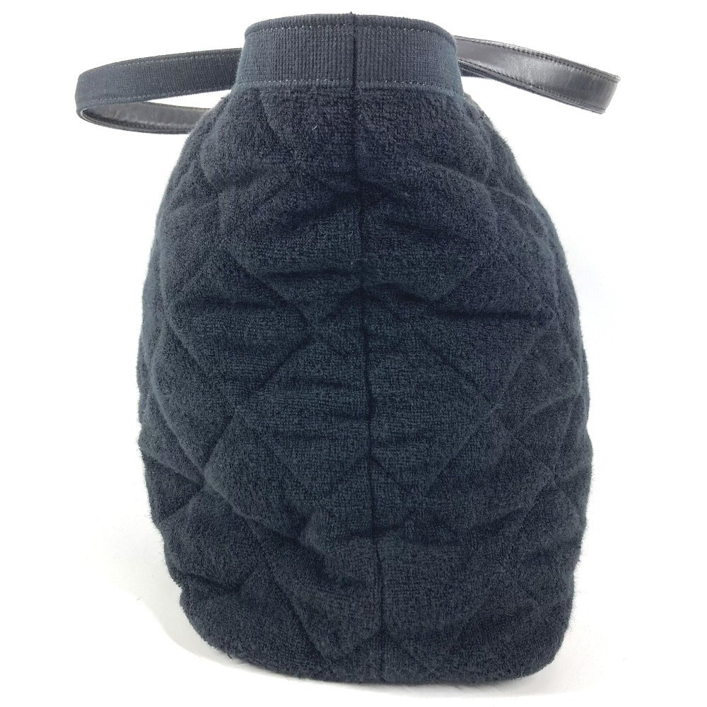 CHANEL ビーチバッグ パイル CC ココマーク ロゴ カバン 肩掛け ショルダーバッグ コットン レディース ブラック