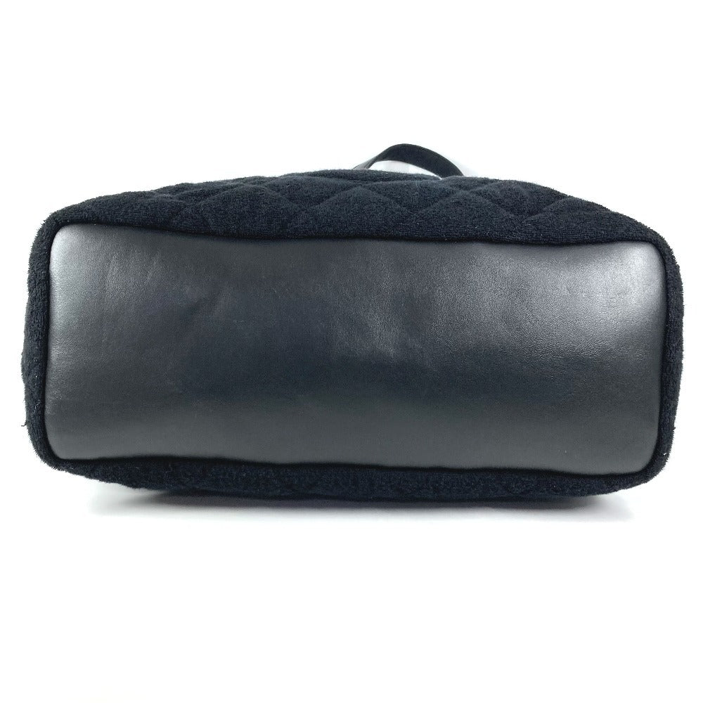 CHANEL ビーチバッグ パイル CC ココマーク ロゴ カバン 肩掛け ショルダーバッグ コットン レディース ブラック