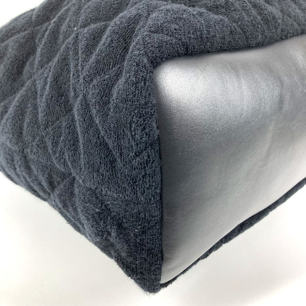 CHANEL ビーチバッグ パイル CC ココマーク ロゴ カバン 肩掛け ショルダーバッグ コットン レディース ブラック