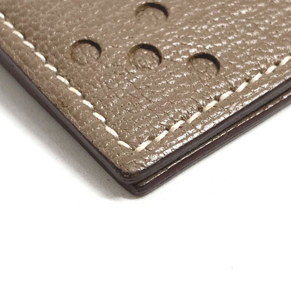 HERMES エブリン ロゴ パンチングロゴ 2つ折り 名刺入れ パスケース カードケース レザー ユニセックス エトゥープ ベージュ