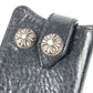 CHROME HEARTS Logo Cross Ball Compact Wallet with Key Ring, Leather, Unisex, Black