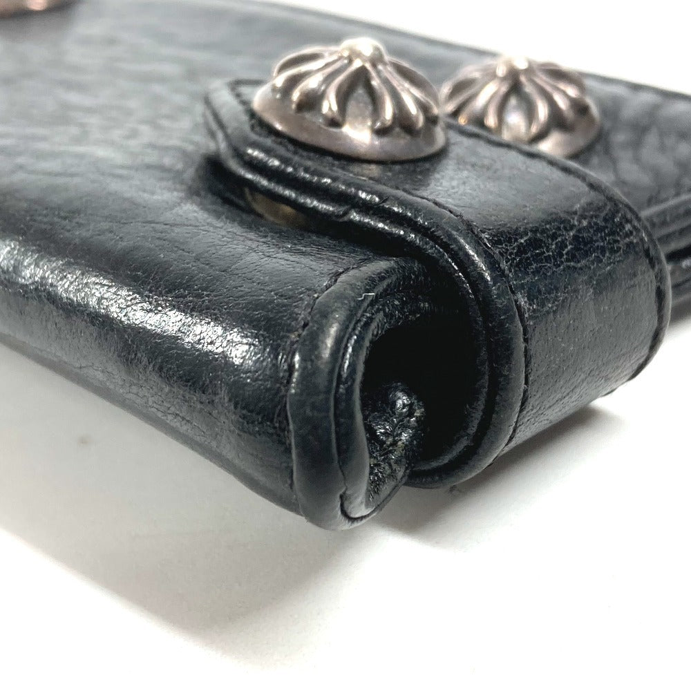 CHROME HEARTS Logo Cross Ball Compact Wallet with Key Ring, Leather, Unisex, Black