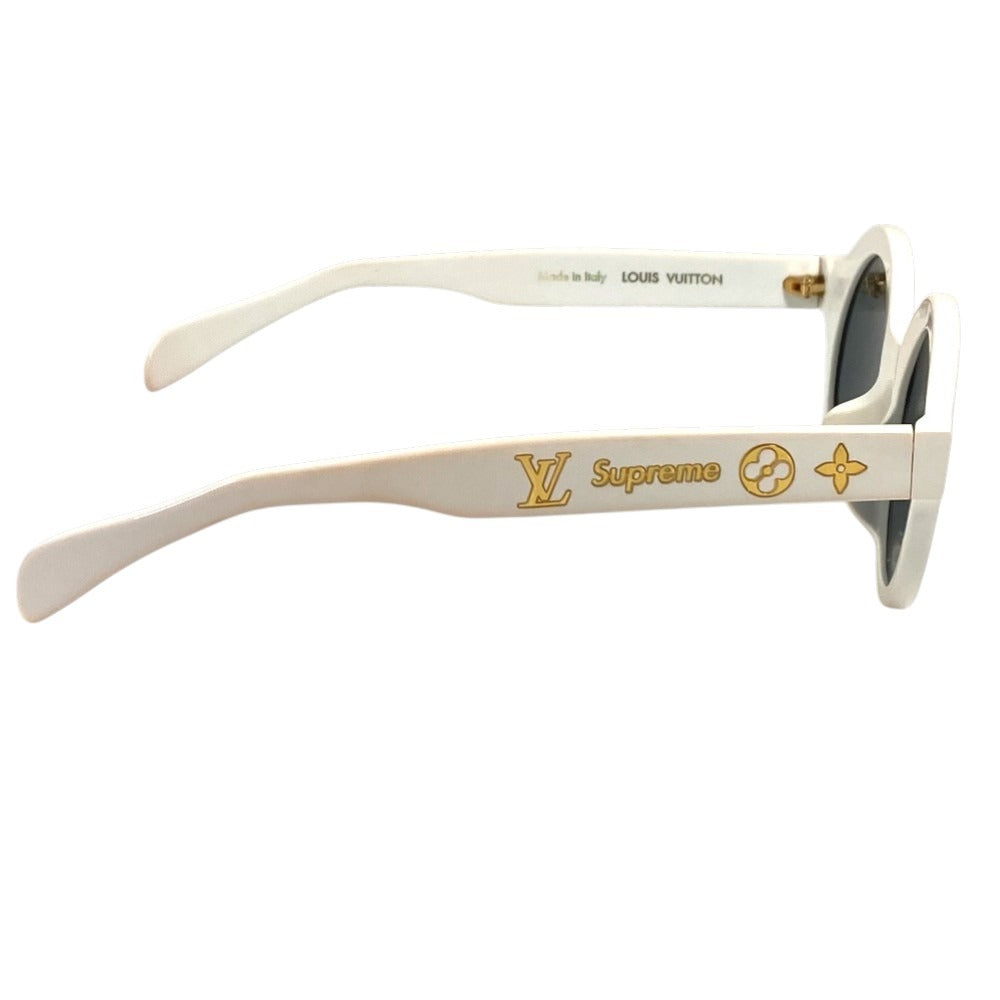LOUIS VUITTON Z0991E Supreme Collaboration Logo Glasses Eyewear Sunglasses Plastic Unisex White