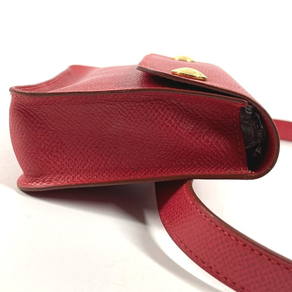 HERMES ヴィンテージ ポシェットグリーン ポシェット グリーン ウエストバッグ カバン ミニバッグ フラップ ベルトバッグ ボディバッグ レザー レディース レッド